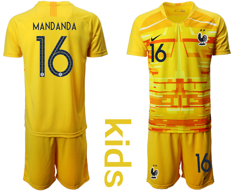 Cheap 2021 European Cup France yellow Youth goalkeeper 16 soccer jerseys